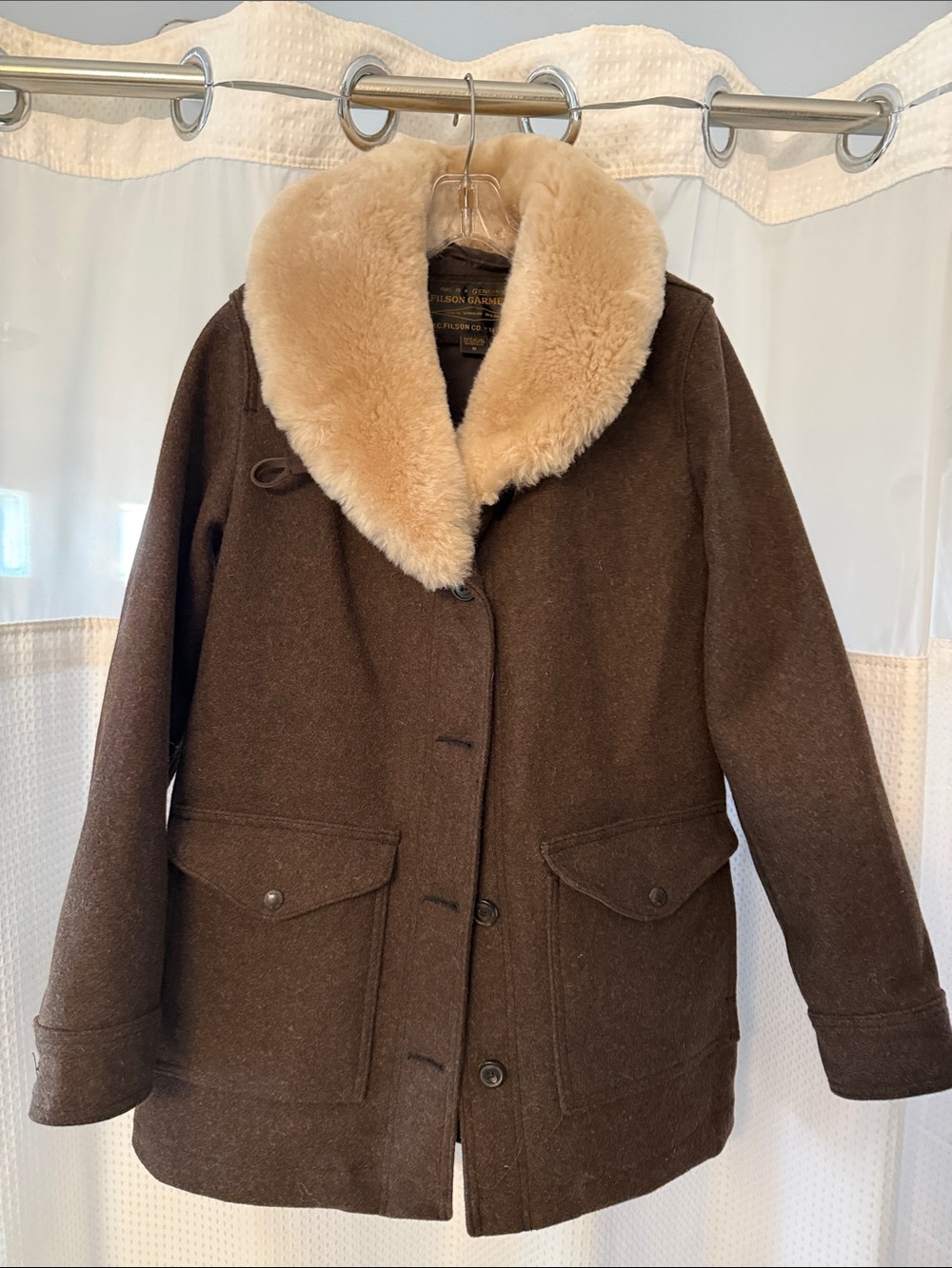 Wool Brown Coat with Fur Collar